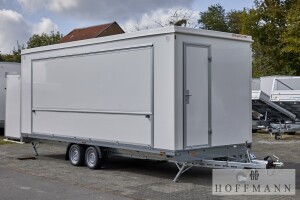 Verkaufsanhänger Respo weiß große Klappe · 2.700 kg, 621×220 cm