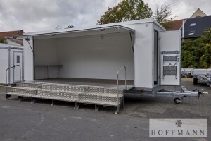 Verkaufsanhänger Respo weiß große Klappe · 2.700 kg, 621×220 cm
