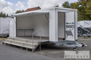 Verkaufsanhänger Respo weiß große Klappe · 2.700 kg, 621×220 cm
