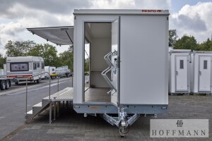 Verkaufsanhänger Respo weiß große Klappe · 2.700 kg, 621×220 cm
