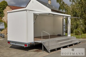 Verkaufsanhänger Respo weiß große Klappe · 2.700 kg, 621×220 cm